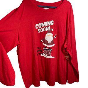 Jammies for the Families Christmas Santa long sleeve tee holiday red men's 3X